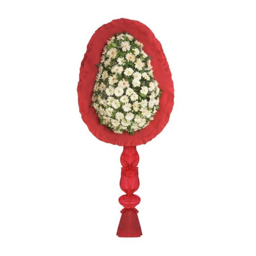 Aksaray Beyaz Gerbera Tek Katlı Açılış Çelengi