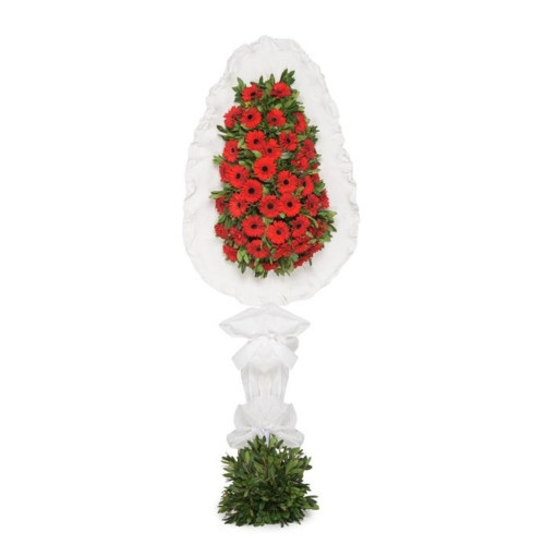 Açılışlar İçin Aksaray Kırmızı Gerbera Çiçekli Çelenk