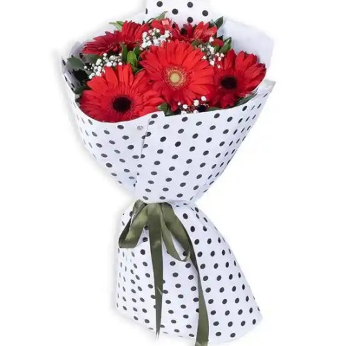 Sevgi Tutkusu 5 Kırmızı Gerbera Çiçek Buketi