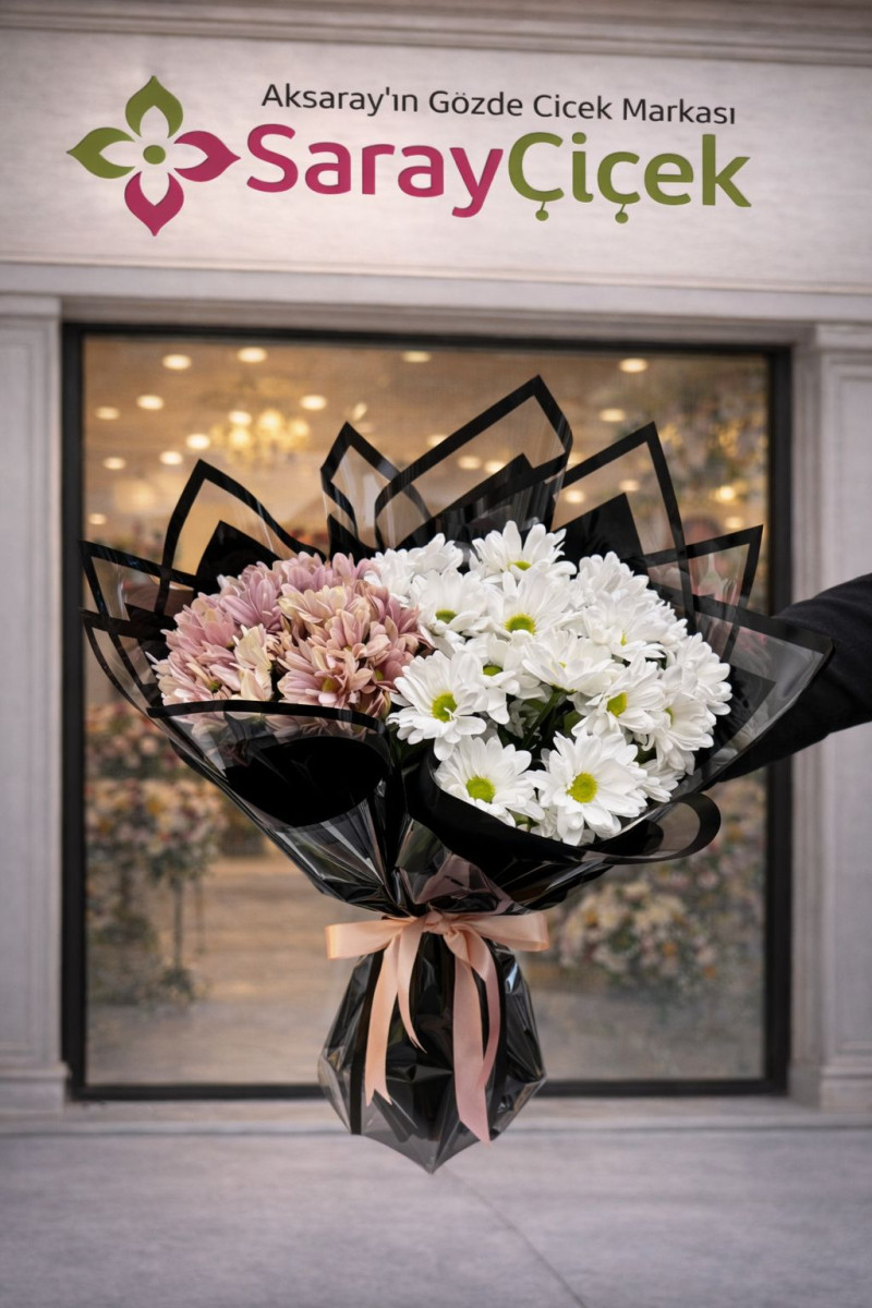 Pembe Beyaz Papatya Buketi