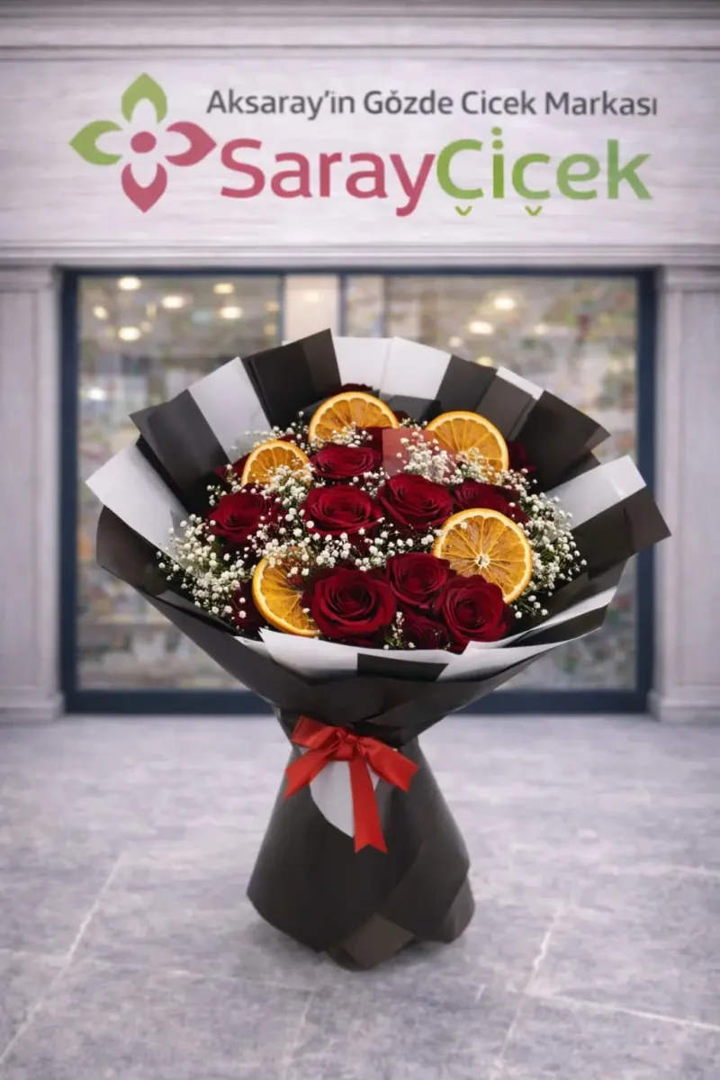 Gül portakal seni seviyorum buketi