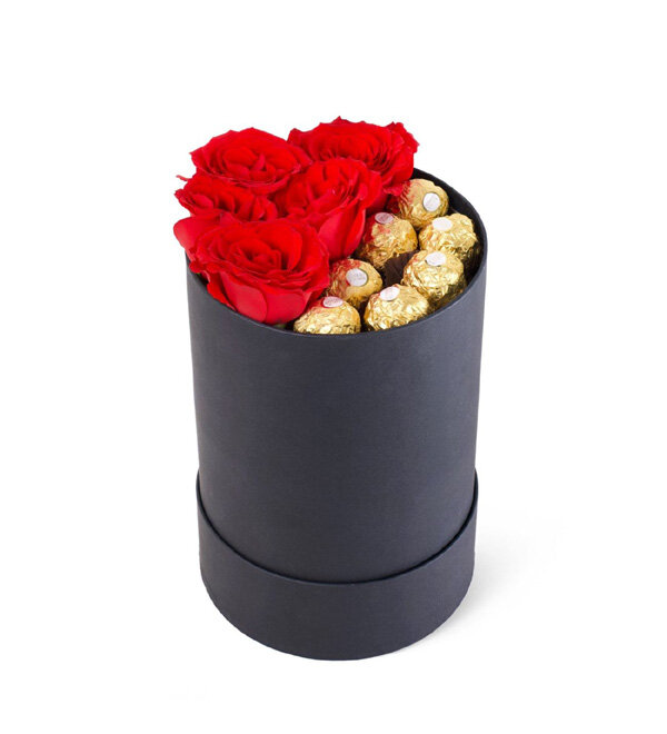 Aşk Kutusu Kırmızı Güller ve Ferrero Rocher