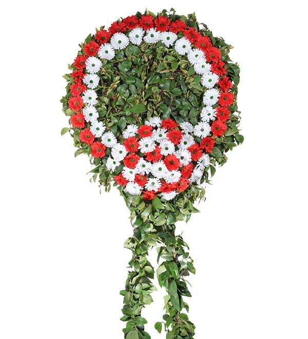 Kırmızı Beyaz Gerbera Taziye Çelengi