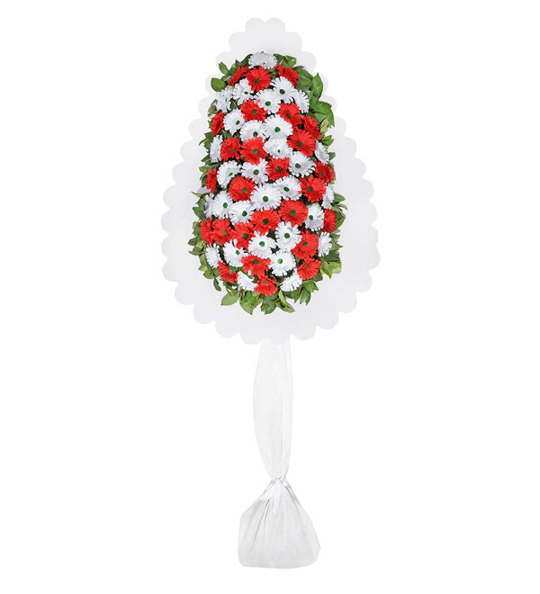 Tek Katlı Kırmızı Beyaz Gerbera Çelengi
