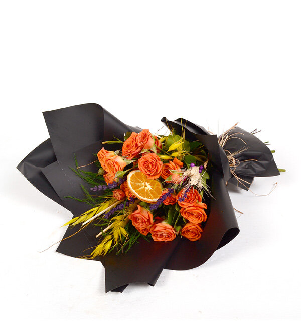 Gün Batımı Turuncu Gül Buketi